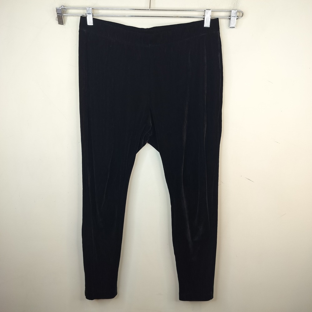 Soft Surroundings Black Velvet Leggings Womens Large Pull On Classic Black